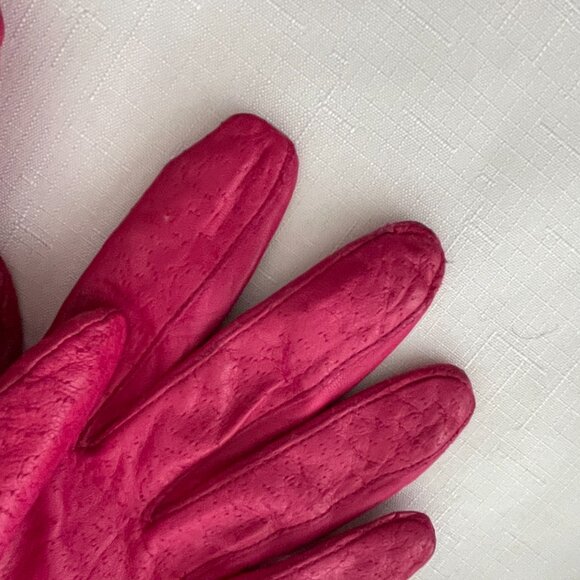 Genuine Leather Gloves Fuschia Size 7.5 - Picture 3 of 10